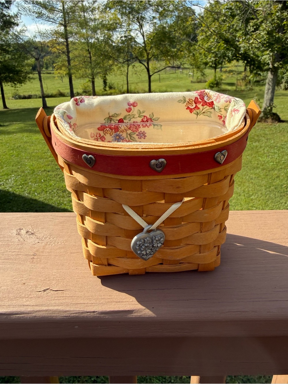 Vintage Longaberger 2001 Sweetheart Red Love Notes Basket Complete Set